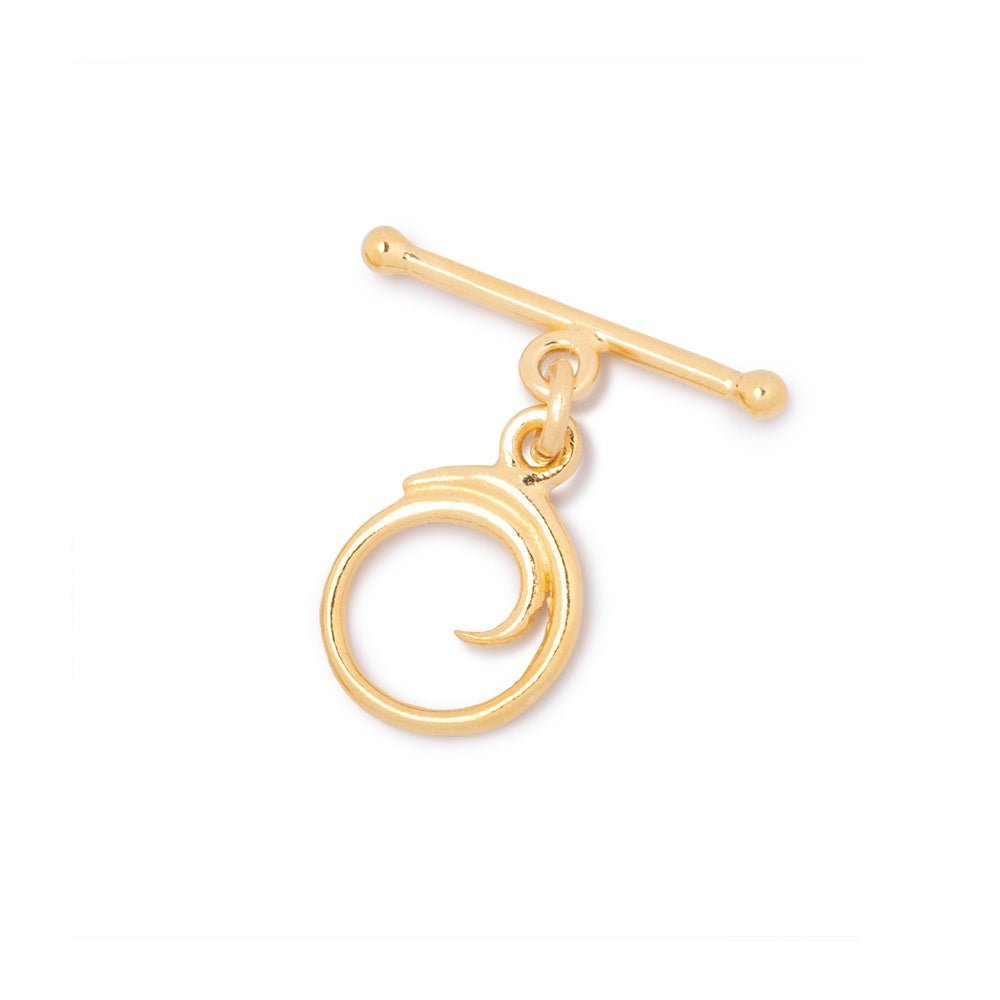 11mm Vermeil Toggle Clasp with Swirl Design - Jewelry Findings - AtlantaFindingsCompany
