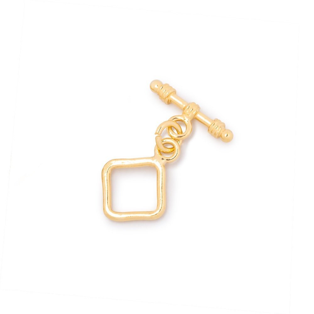 11mm Sterling Silver Vermeil Toggle Clasp with Diamond Design (1 Piece) - AtlantaFindingsCompany