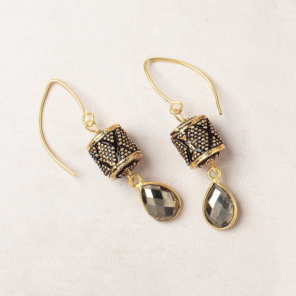 11x10mm Antiqued 22kt Gold Plated Copper Milgrain Tube Beads - Set of 4 - AtlantaFindingsCompany