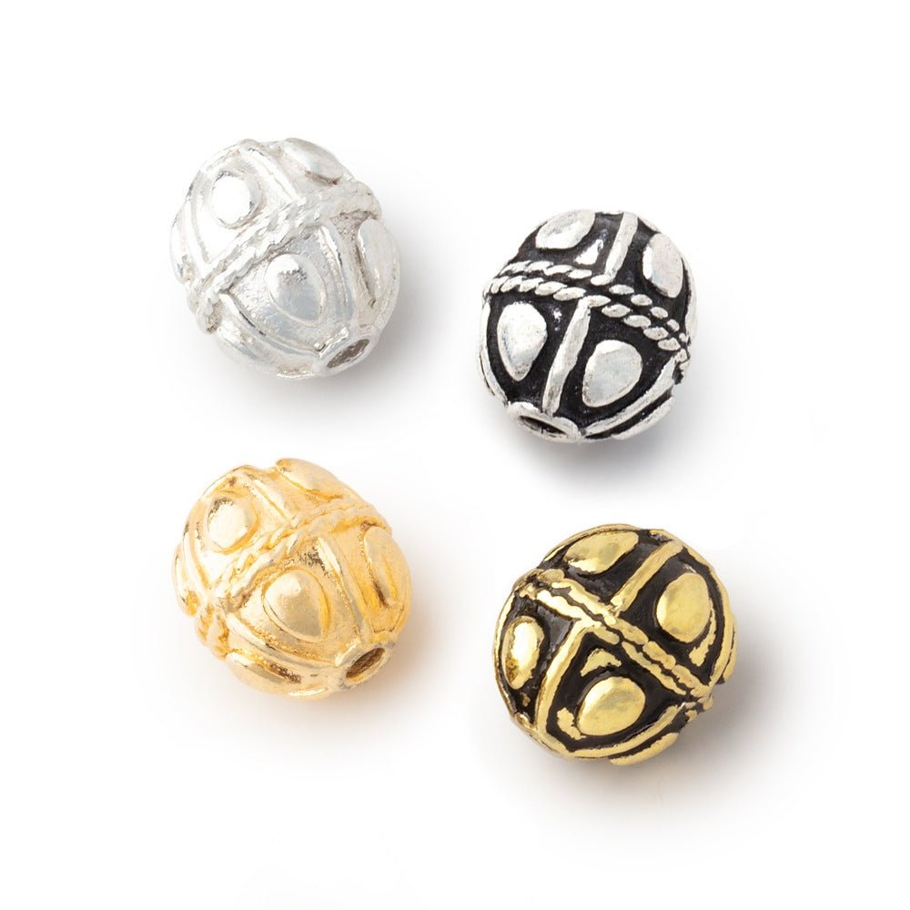 11x10mm Bali Style Oval Beads Set of 4 - Atlanta Findings