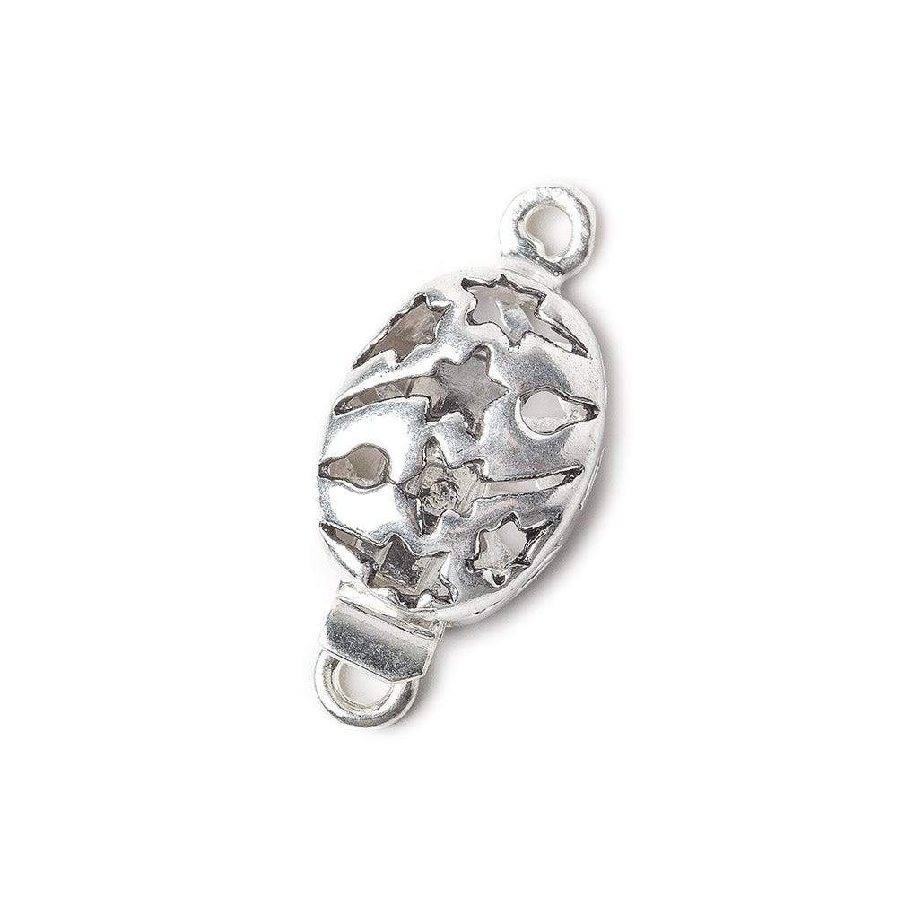 11x24mm Sterling Silver Plated Oval Box Clasp with Shooting Star Design (1 Piece) - AtlantaFindingsCompany