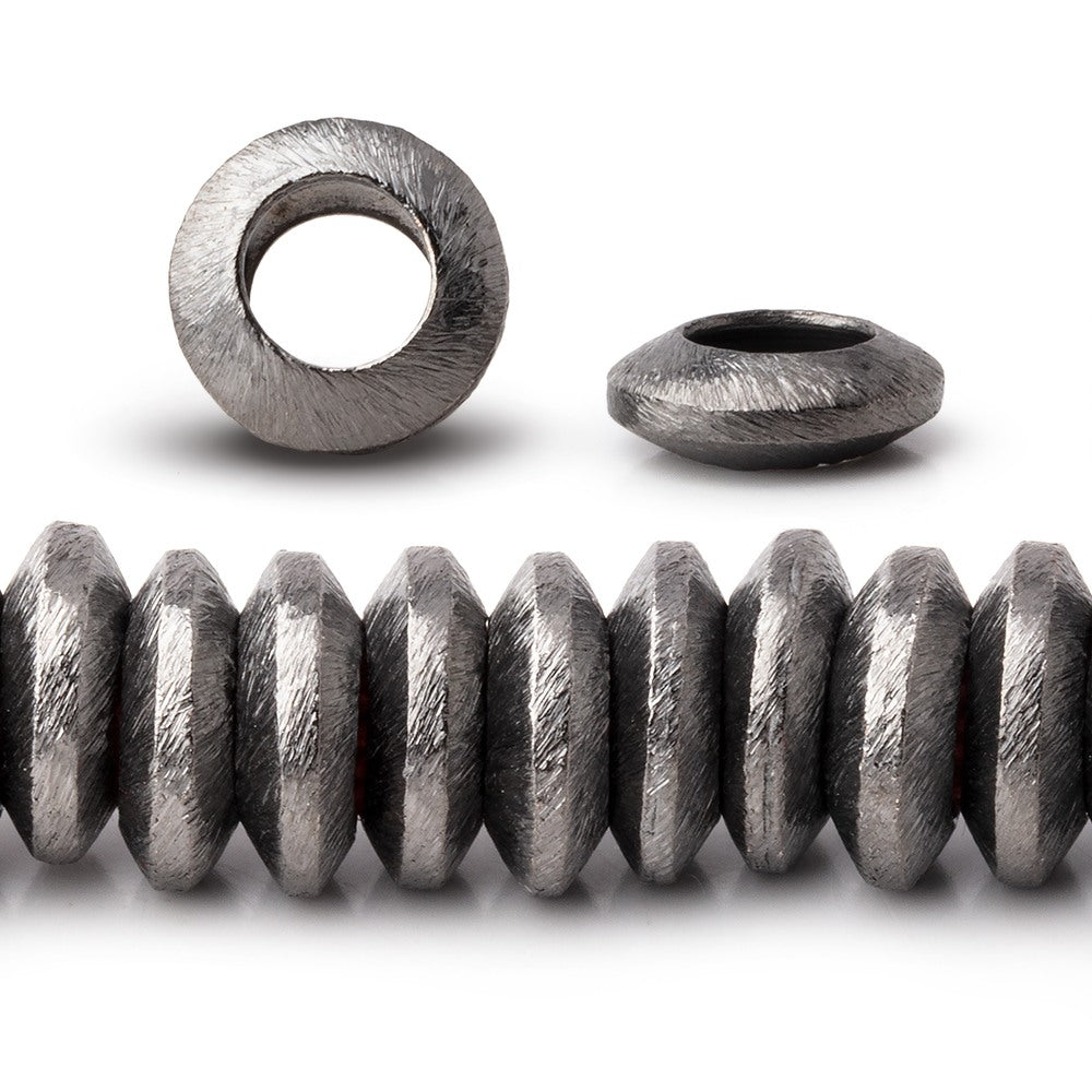 12mm Black Gold plated Brushed Disc 8 inch 48 Large Hole Beads - AtlantaFindingsCompany