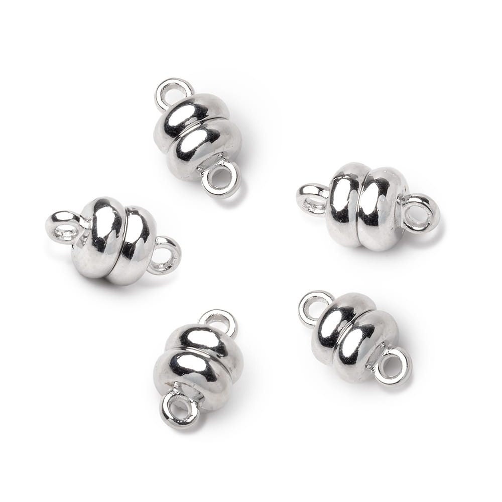 Set of 5 - 7mm Rhodium Silver Plated Magnetic Clasps for Jewelry Making - Atlanta Findings