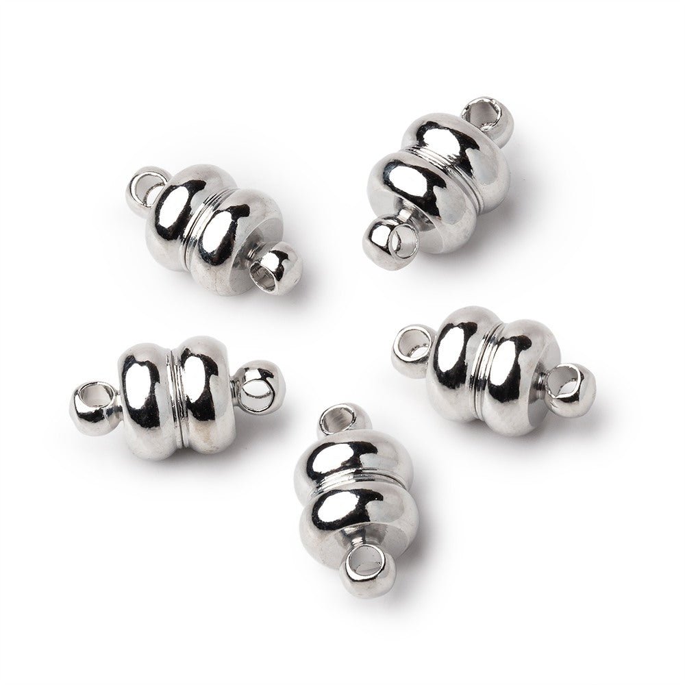 Set of 5 - 7mm Rhodium Silver Plated Magnetic Clasps for Jewelry Making - Atlanta Findings
