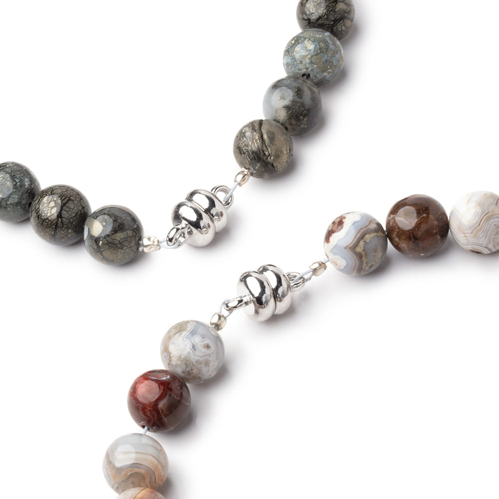 Set of 5 - 7mm Rhodium Silver Plated Magnetic Clasps for Jewelry Making - Atlanta Findings