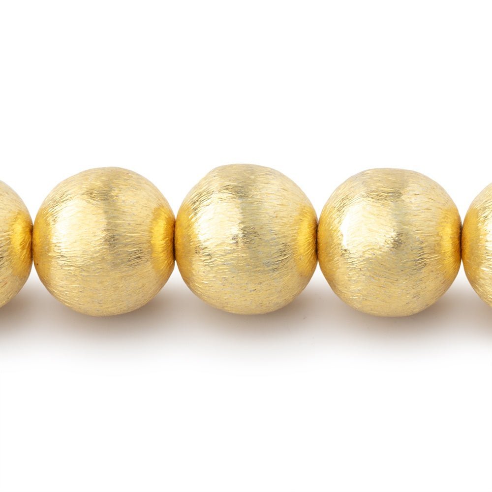 12mm 22kt Gold Plated Brushed Round Beads - 18 Pcs - AtlantaFindingsCompany