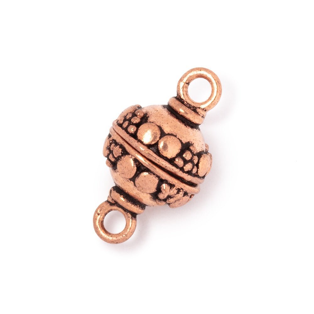 12mm Antiqued Copper Dotted Magnetic Clasp Set (2 Clasps) - Jewelry Making Findings - AtlantaFindingsCompany