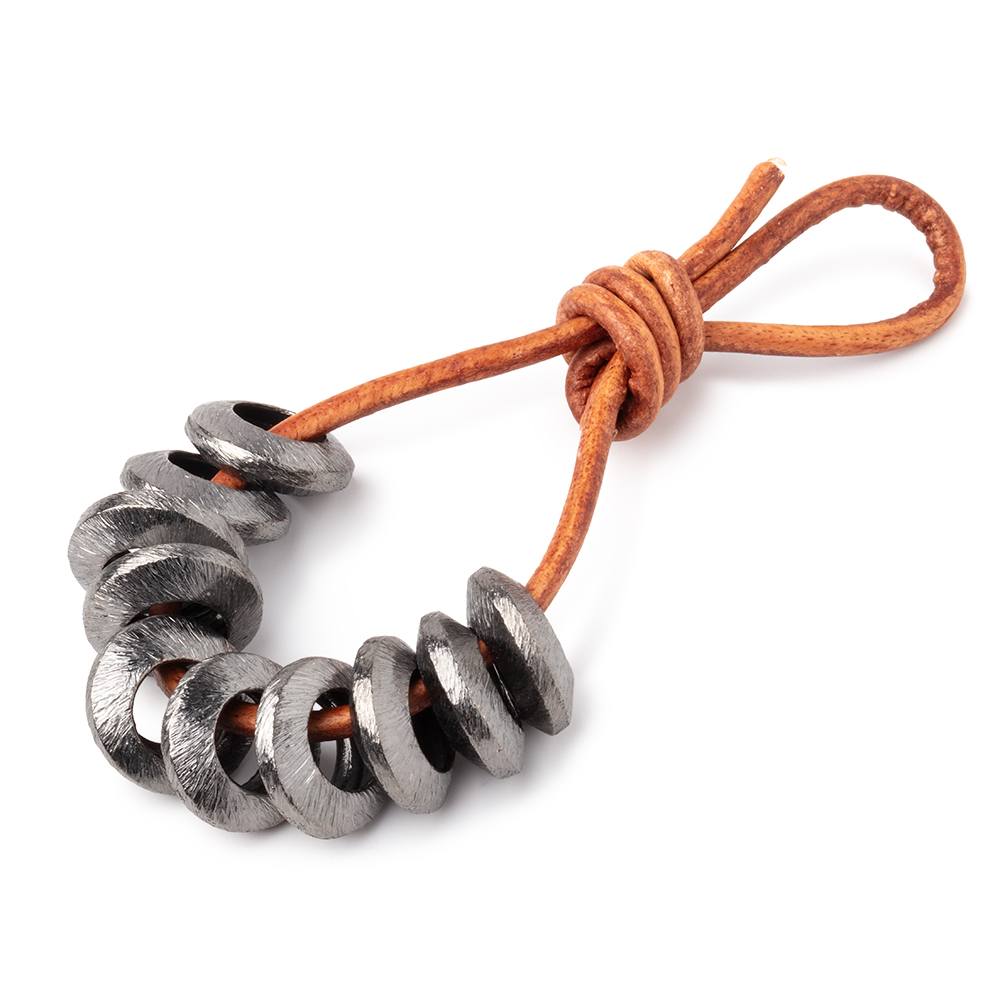 12mm Black Gold Plated Copper Brushed Disc Large Hole Beads Set of 10 pieces - AtlantaFindingsCompany