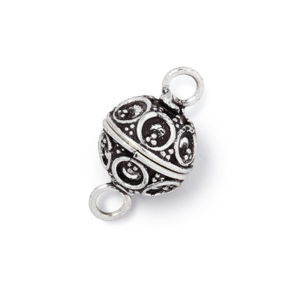 12mm Sterling Silver Magnetic Clasp with Circle & Miligrain Design - Jewelry Findings - AtlantaFindingsCompany