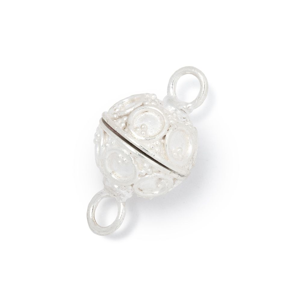 12mm Sterling Silver Magnetic Clasp with Circle & Miligrain Design - Jewelry Findings - AtlantaFindingsCompany