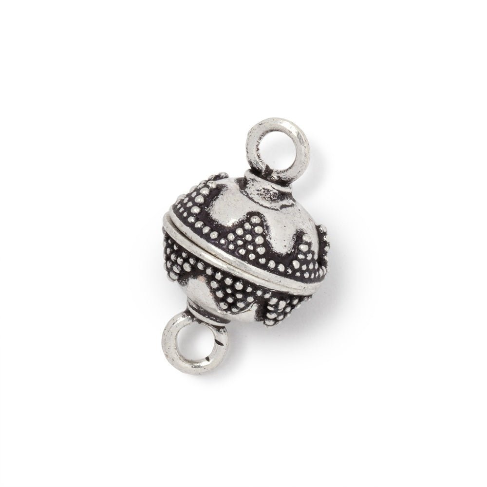 12mm Sterling Silver Miligrain Triangle Magnetic Clasp - 1 Piece Finding with Integrated Rings - AtlantaFindingsCompany