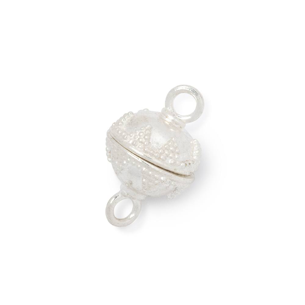 12mm Sterling Silver Miligrain Triangle Magnetic Clasp - 1 Piece Finding with Integrated Rings - AtlantaFindingsCompany