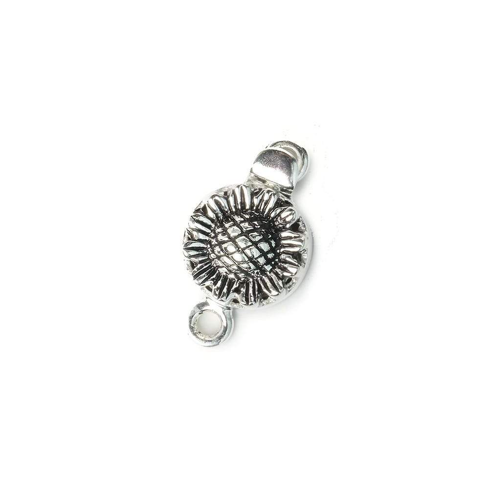 12mm Antique Sterling Silver Box Clasp with Sunflower Design (1 Piece) - AtlantaFindingsCompany