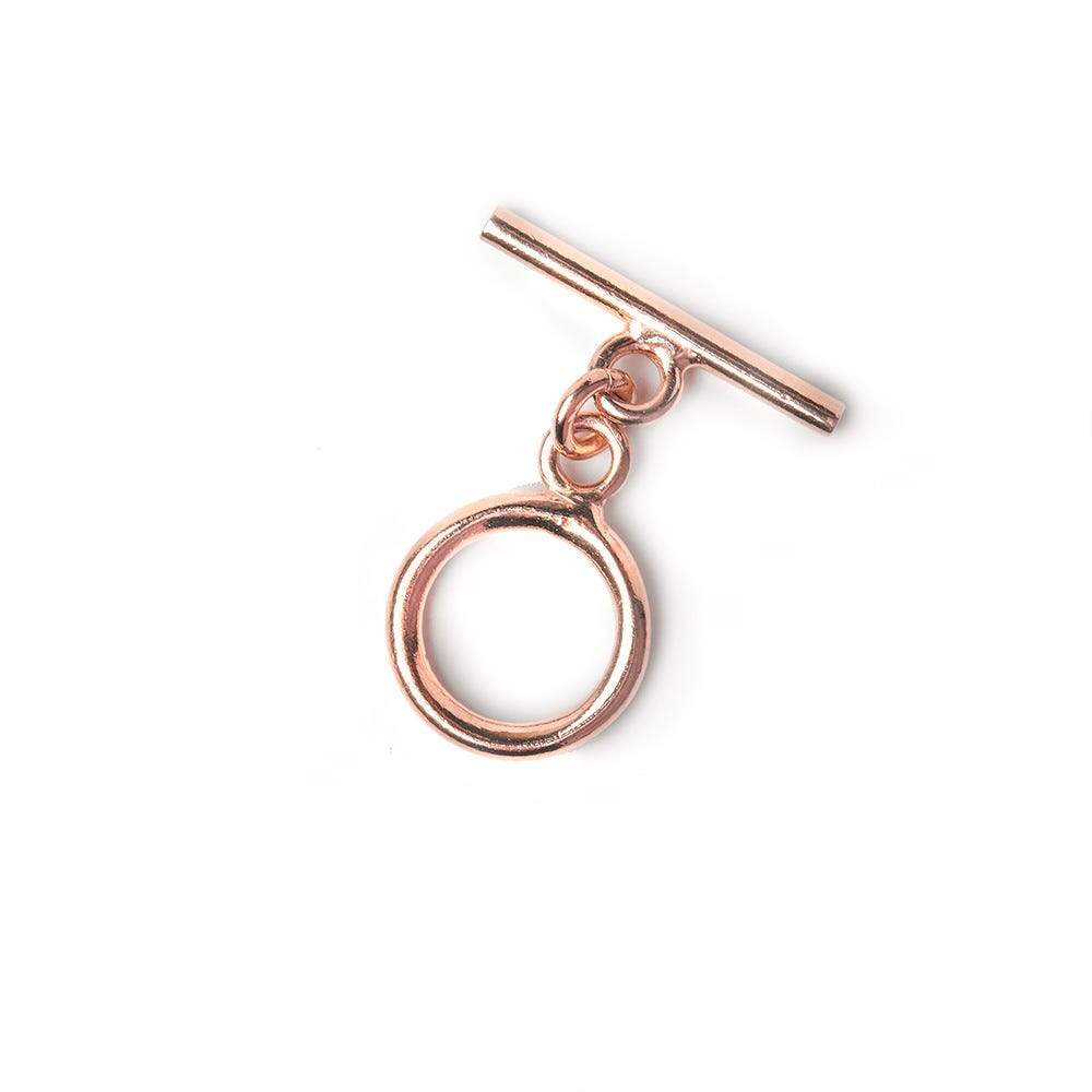 12mm Rose Gold Plated Sterling Silver Plain Circle Toggle Clasp (1 Piece) - AtlantaFindingsCompany
