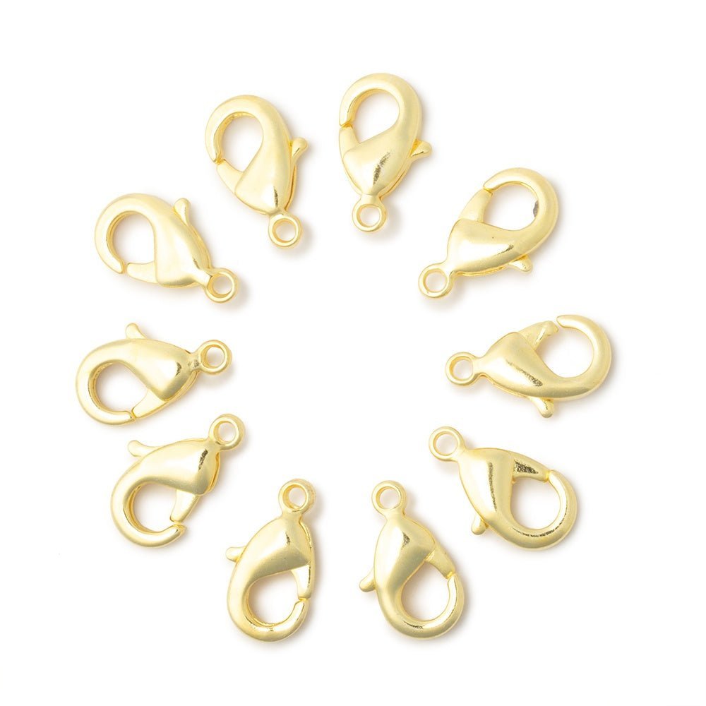 12mm Shiny Lobster Clasps - Pack of 10 - AtlantaFindingsCompany