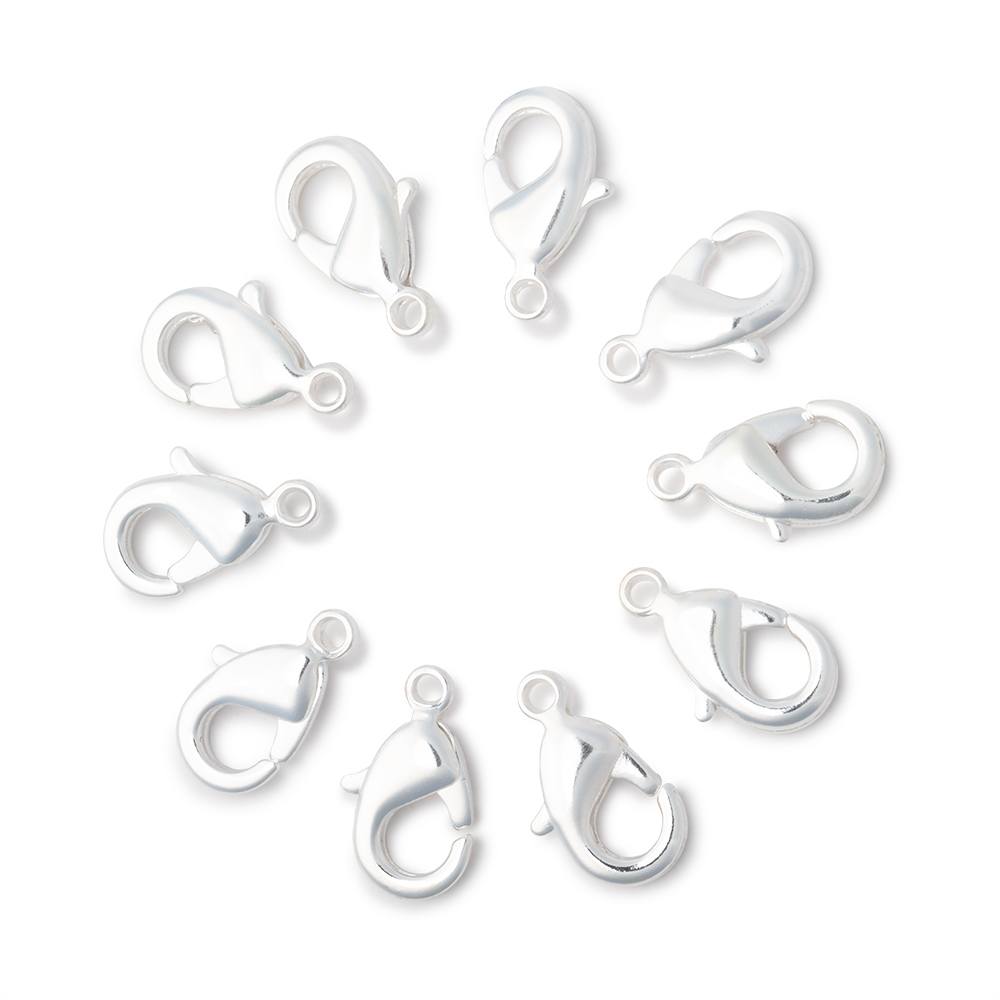 12mm Shiny Lobster Clasps - Pack of 10 - AtlantaFindingsCompany
