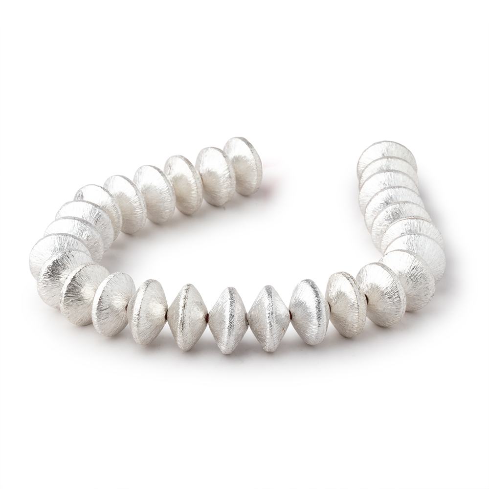 12mm Sterling Silver Plated Copper Brushed Disc 8 inch 27 Beads - AtlantaFindingsCompany