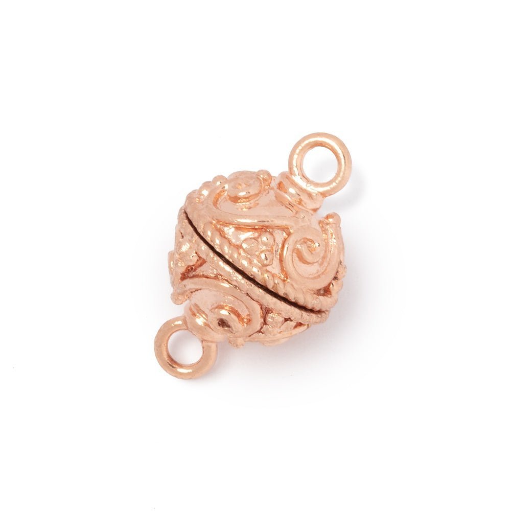 12mm Round Plated Magnetic Clasp with Swirl Design - Available in Gold, Silver, Rose Gold, and Black Gold Finishes - AtlantaFindingsCompany