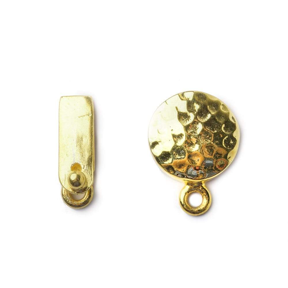 12mm Sterling Silver Gold Vermeil Hammered Round Box Clasp - 1 Piece - AtlantaFindingsCompany