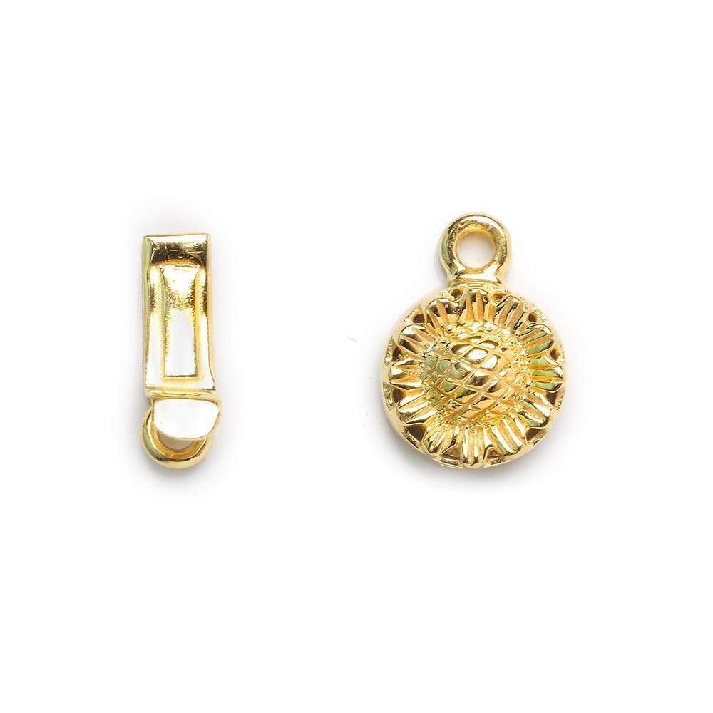 12mm Vermeil Box Clasp with Sunflower Design - 1 Piece - AtlantaFindingsCompany