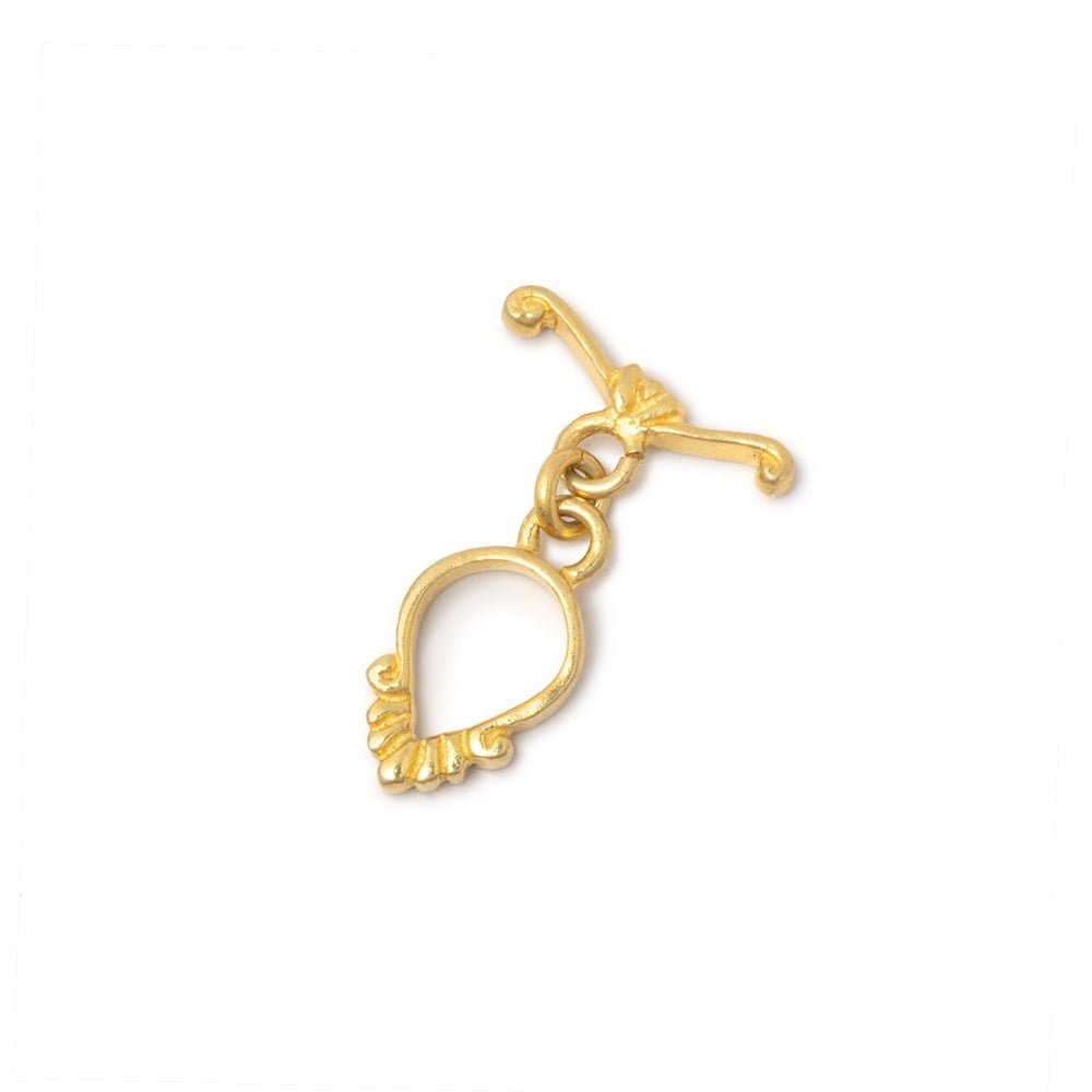 12x8mm Vermeil Fluted Pear Toggle Clasp - 1 Piece - AtlantaFindingsCompany