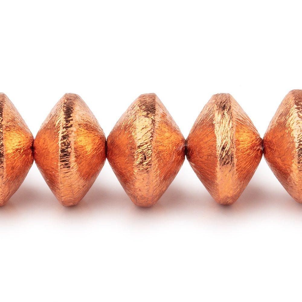 12x8mm Copper Brushed Disc Beads 8 inch 24 pieces - AtlantaFindingsCompany