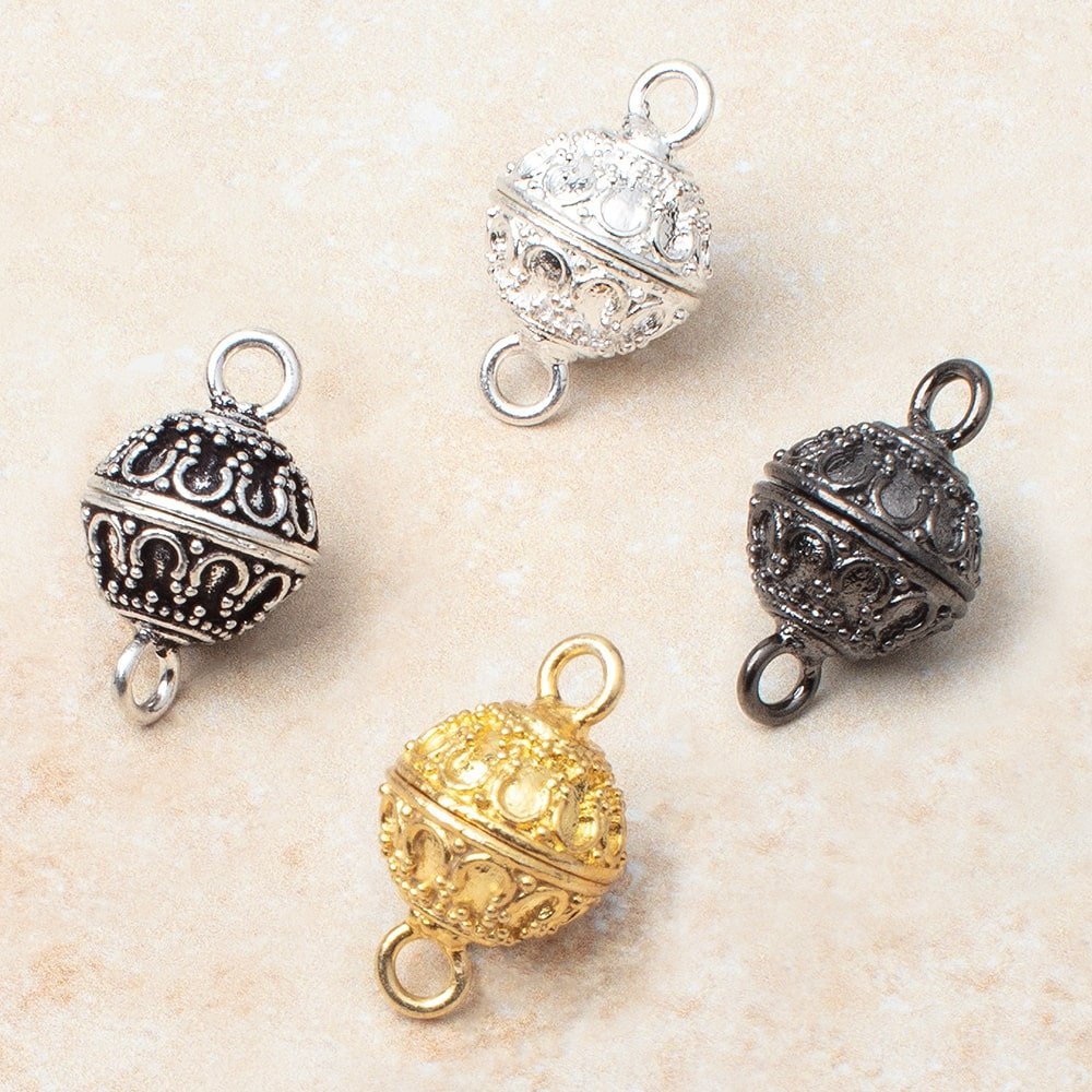 13.5mm Moroccan Design Plated Magnetic Clasp - Ideal for Jewelry Making (1 Piece) - AtlantaFindingsCompany