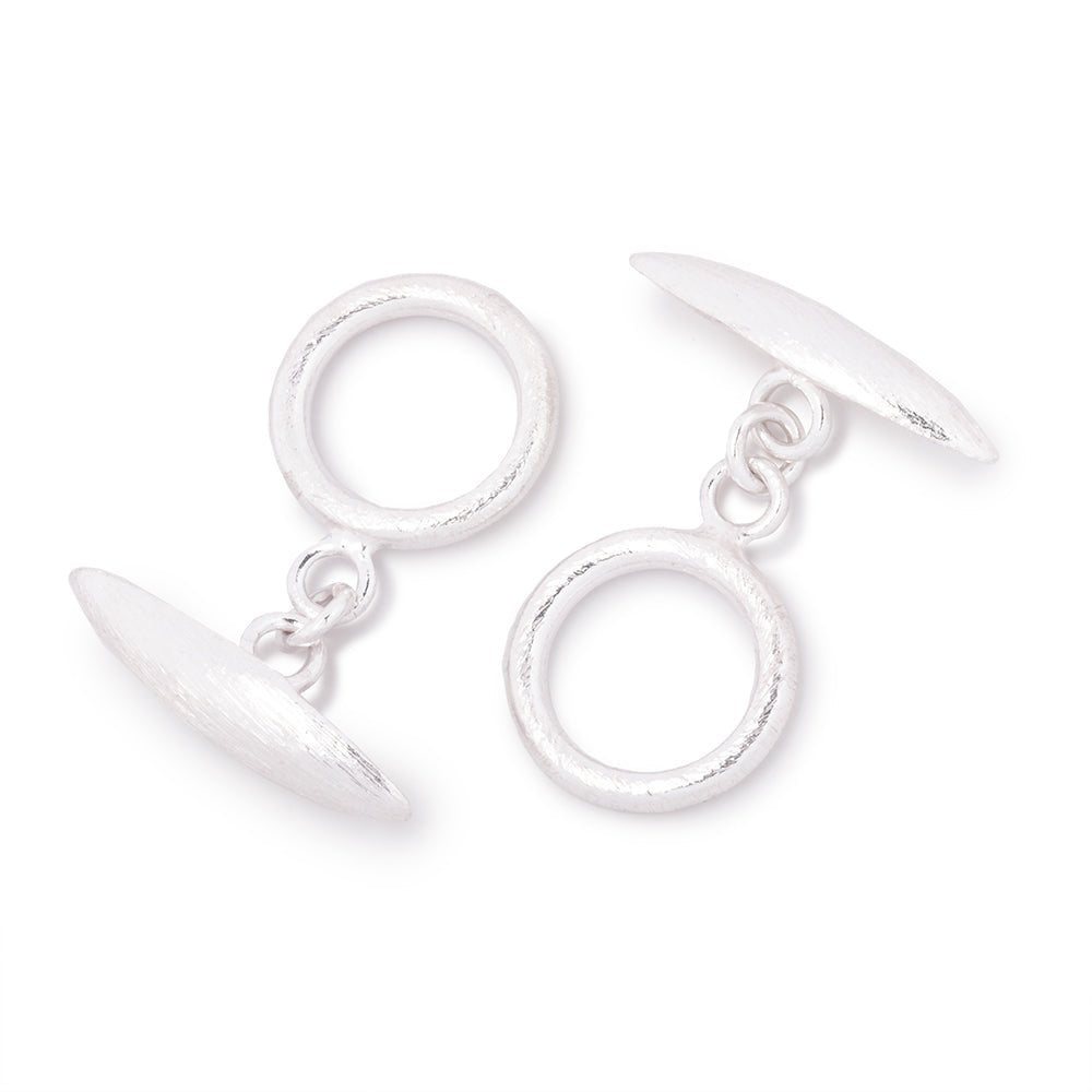 13.5mm Sterling Silver Toggle Clasp with Brushed Marquise Design - 1 Piece - AtlantaFindingsCompany