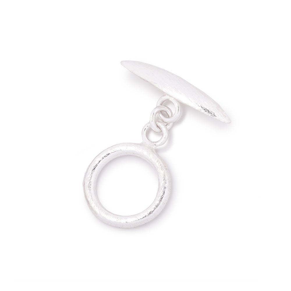 13.5mm Sterling Silver Toggle Clasp with Brushed Marquise Design - 1 Piece - AtlantaFindingsCompany