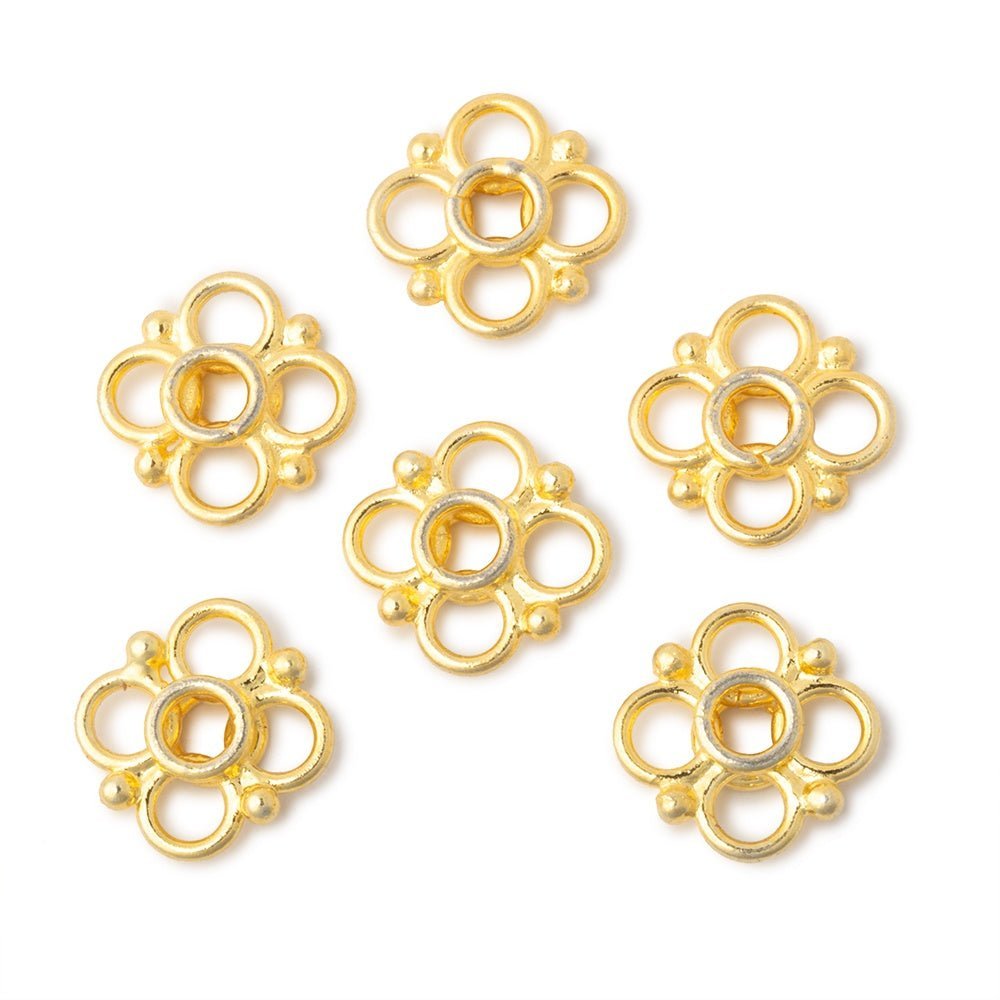 Set of 6 | 13mm Quatrefoil Spacer Beads with 2mm Large Hole - AtlantaFindingsCompany