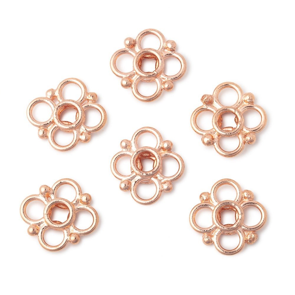 Set of 6 | 13mm Quatrefoil Spacer Beads with 2mm Large Hole - AtlantaFindingsCompany