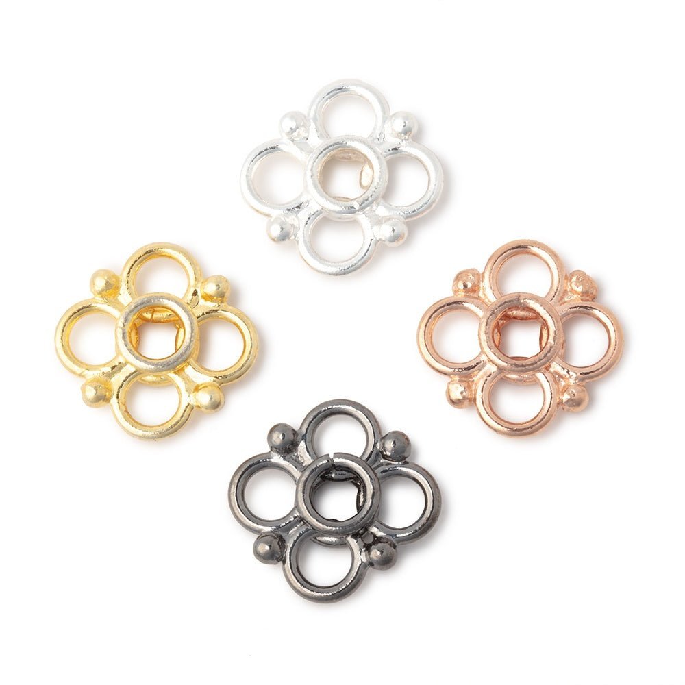 Set of 6 | 13mm Quatrefoil Spacer Beads with 2mm Large Hole - AtlantaFindingsCompany