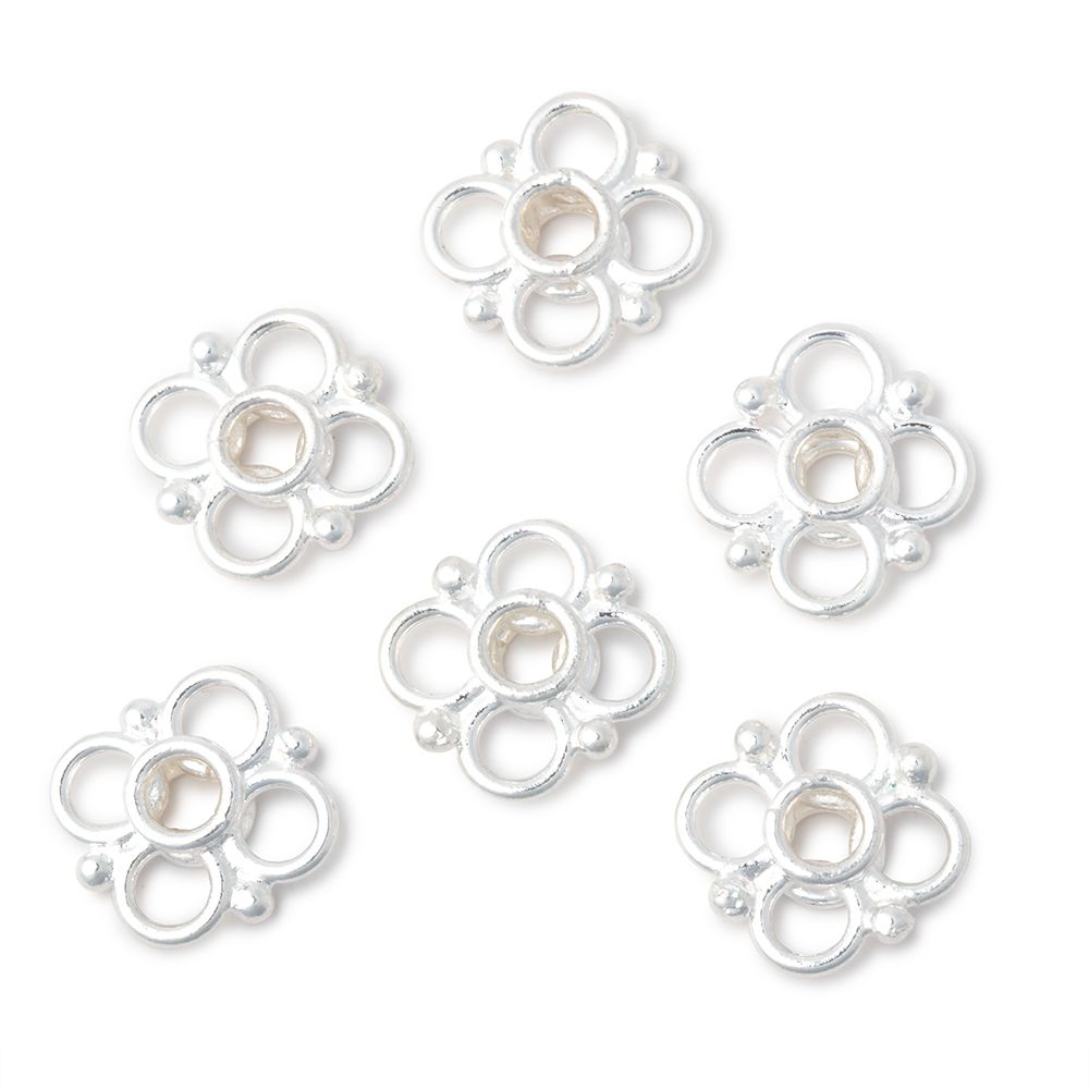 Set of 6 | 13mm Quatrefoil Spacer Beads with 2mm Large Hole - AtlantaFindingsCompany