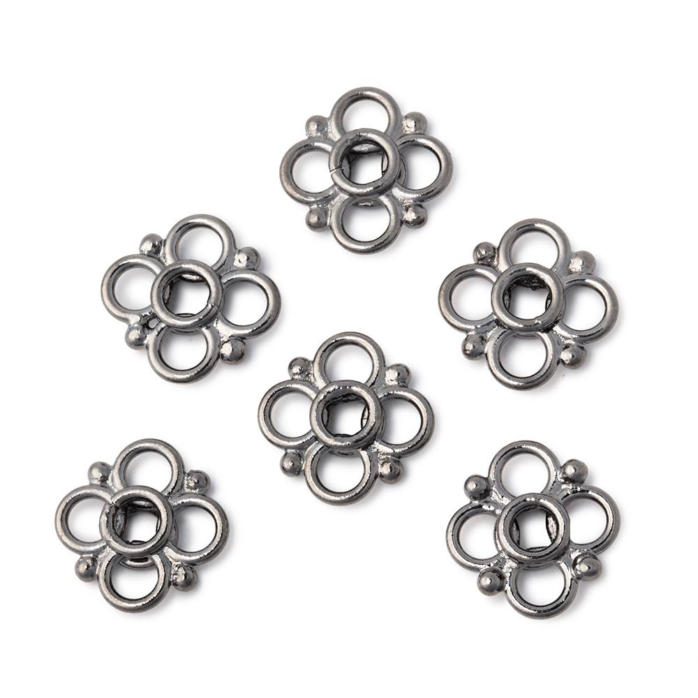 Set of 6 | 13mm Quatrefoil Spacer Beads with 2mm Large Hole - AtlantaFindingsCompany
