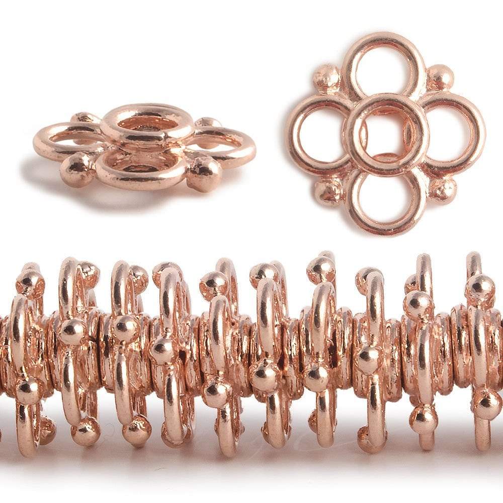 13mm Gold Plated Quatrefoil Spacer Beads - 8 Inch Strand (61 Beads) - AtlantaFindingsCompany