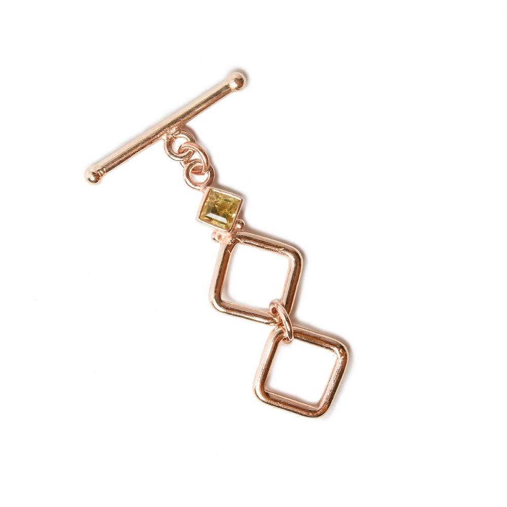 13mm Rose Gold Plated Adjustable Square Toggle Clasp with Citrine - AtlantaFindingsCompany