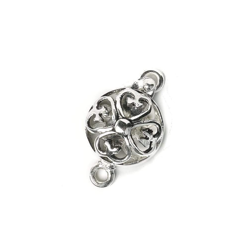 Sterling Silver 13mm Box Clasp - Heart Clover Coin Design (1 Piece) - AtlantaFindingsCompany