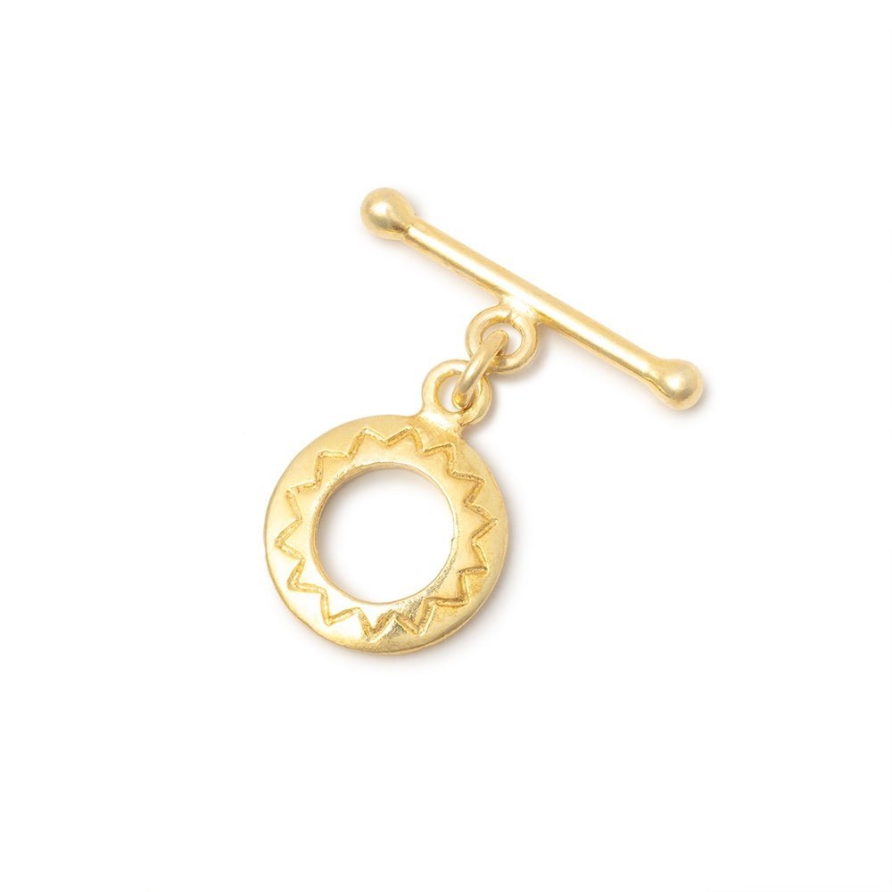 13mm Sterling Silver Gold Vermeil Round Toggle Clasp - 1 Piece - AtlantaFindingsCompany
