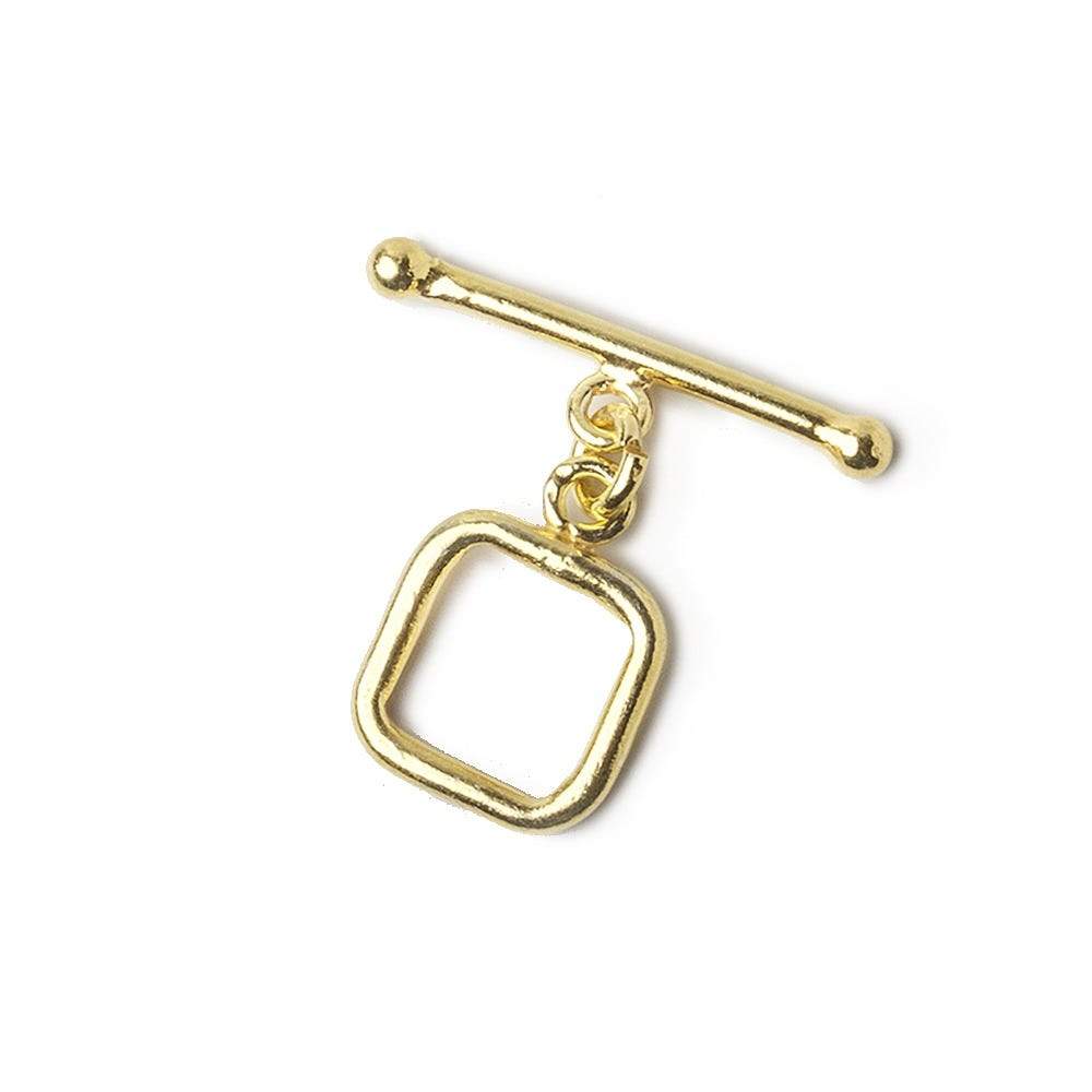10mm Sterling Silver Vermeil Toggle Clasp - Rounded Square Design (1 Piece) - AtlantaFindingsCompany
