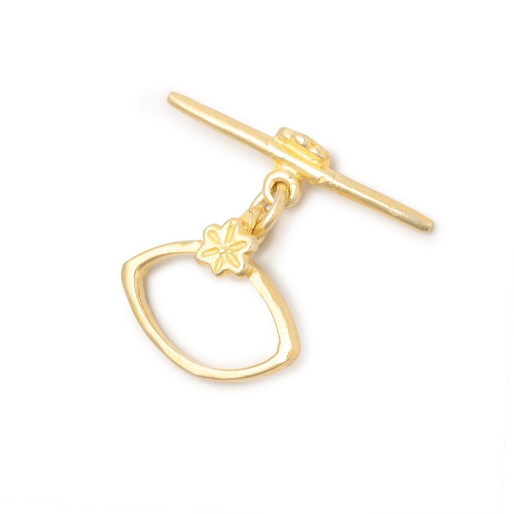 13x15mm Vermeil Toggle Clasp with Marquise Flower Design - 1 Piece - AtlantaFindingsCompany