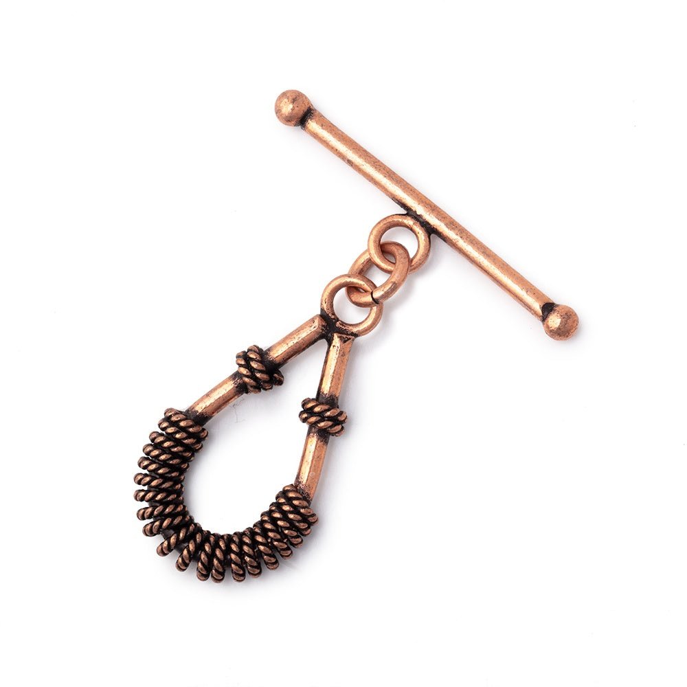 30x15mm Antiqued Copper Twisted Wire Wrapped Toggle 1 piece - Atlanta Findings