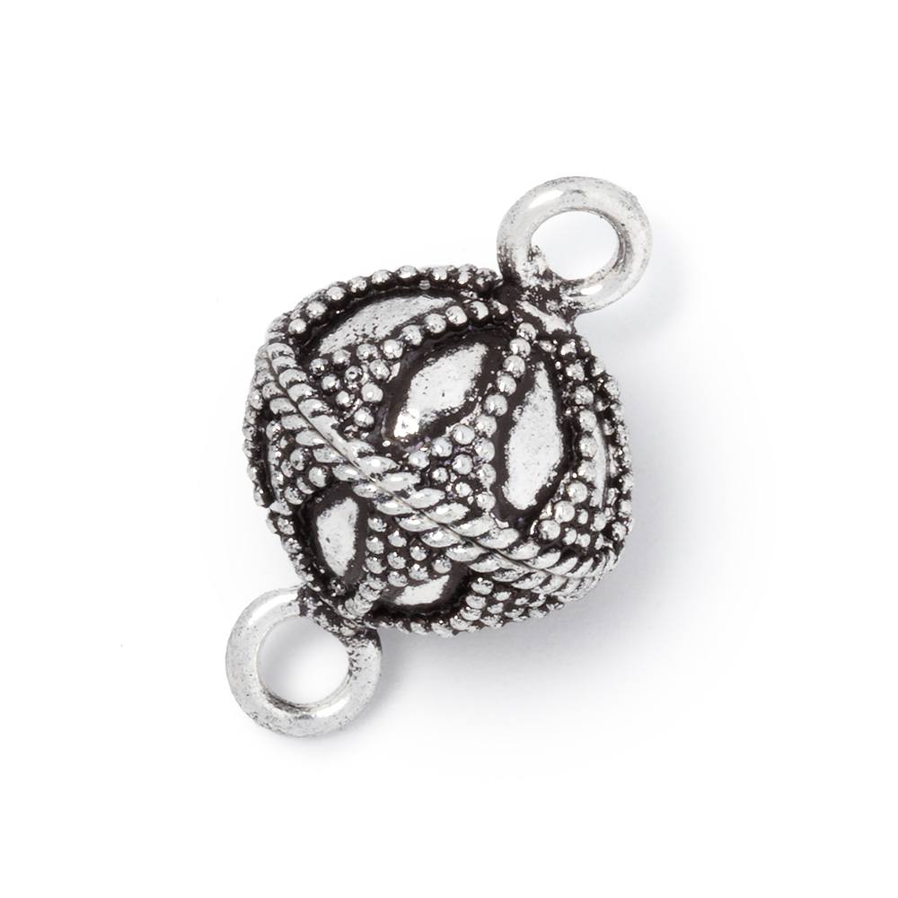 14.5mm Miligrain Petal Design Magnetic Clasp - Plated Disc with Ring Connectors - Secure Jewelry Findings - AtlantaFindingsCompany