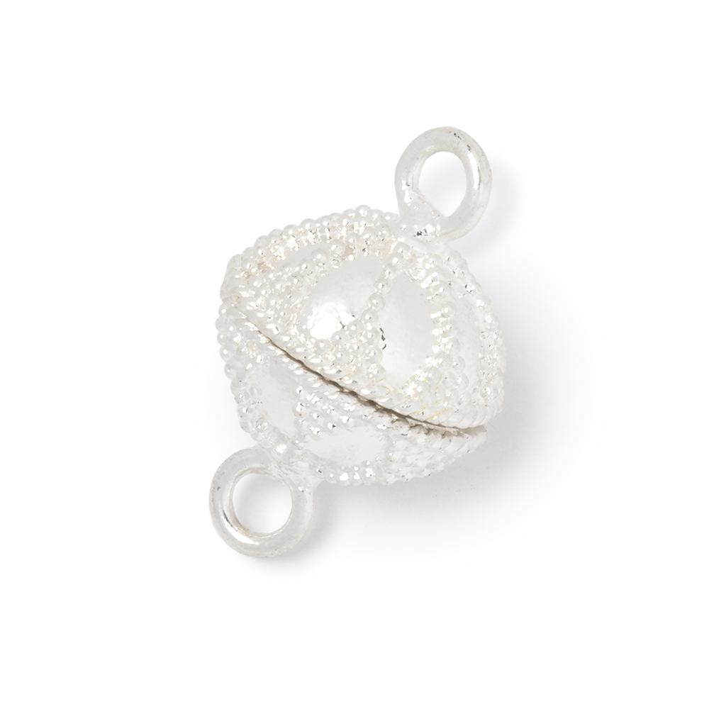 14.5mm Miligrain Petal Design Magnetic Clasp - Plated Disc with Ring Connectors - Secure Jewelry Findings - AtlantaFindingsCompany