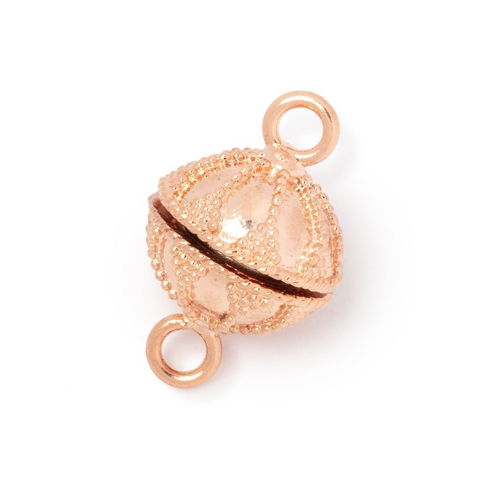 14.5mm Miligrain Petal Design Magnetic Clasp - Plated Disc with Ring Connectors - Secure Jewelry Findings - AtlantaFindingsCompany