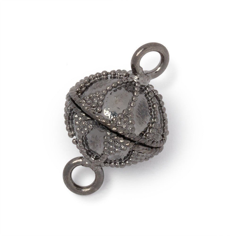 14.5mm Miligrain Petal Design Magnetic Clasp - Plated Disc with Ring Connectors - Secure Jewelry Findings - AtlantaFindingsCompany