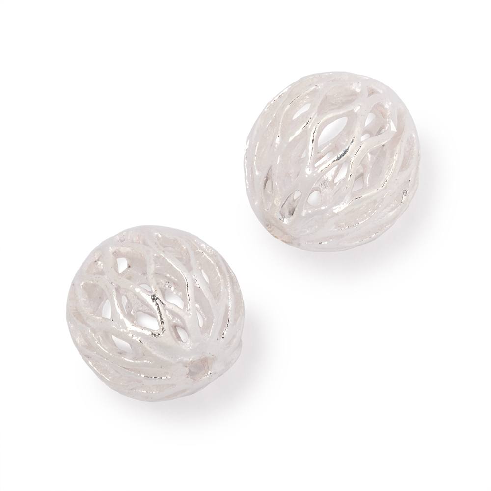 14.5mm Sterling Silver Plated Copper Open Mesh Round Beads - Set of 2 - AtlantaFindingsCompany