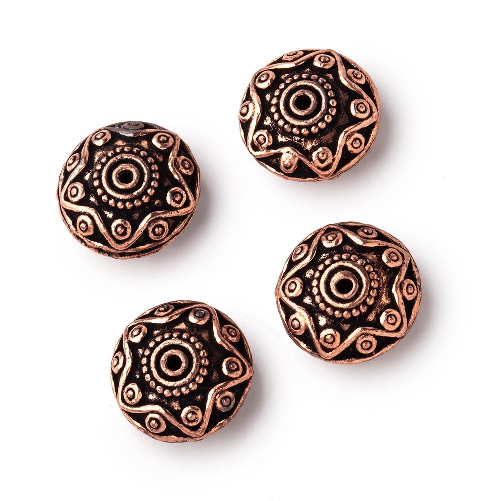 14mm Antiqued Copper Southwestern Motif Disc 8 inch 27 Beads - AtlantaFindingsCompany