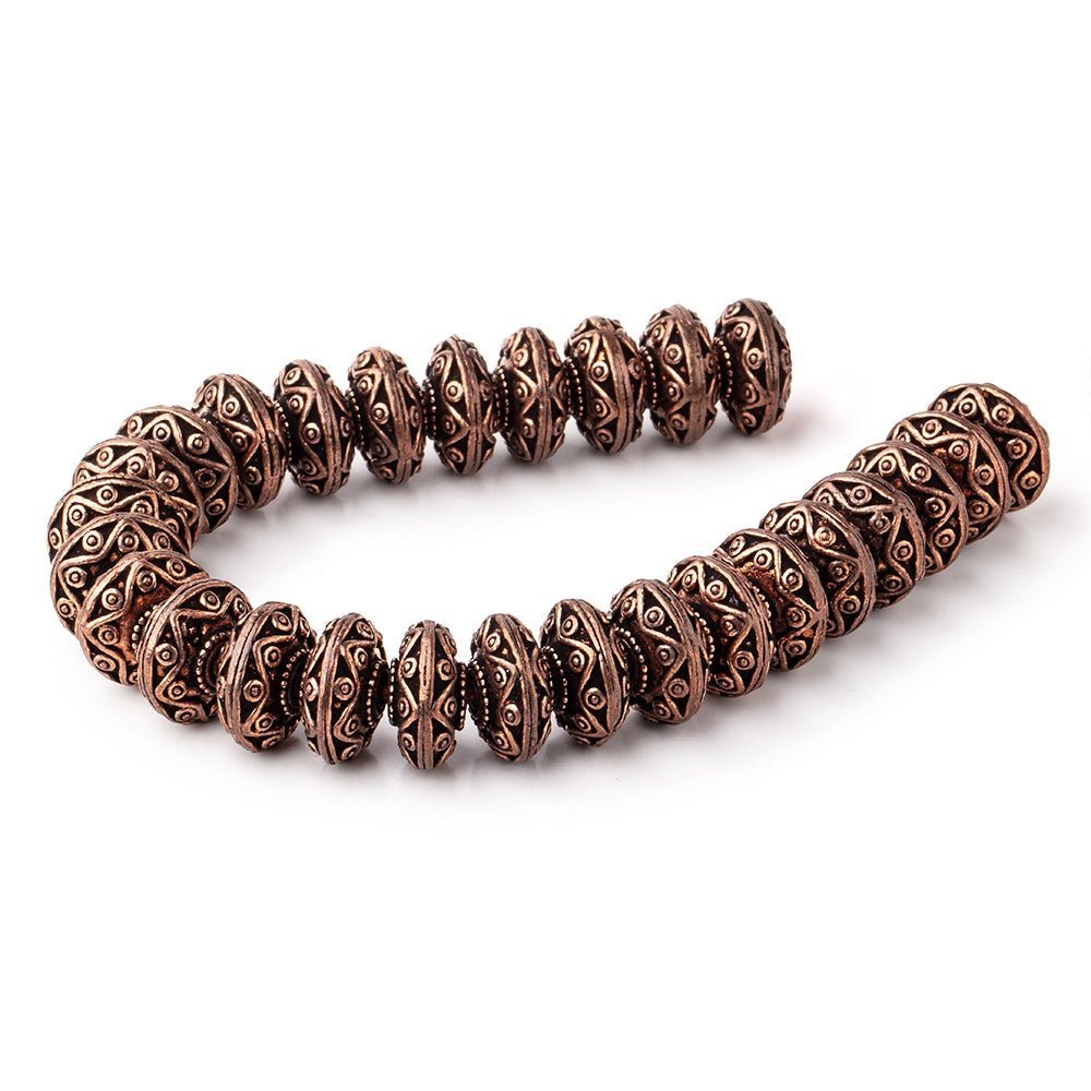 14mm Antiqued Copper Southwestern Motif Disc 8 inch 27 Beads - AtlantaFindingsCompany