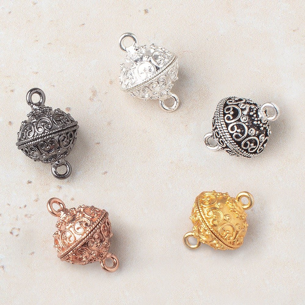 14mm Bali Design Magnetic Clasp - Premium Plated Jewelry Findings - AtlantaFindingsCompany