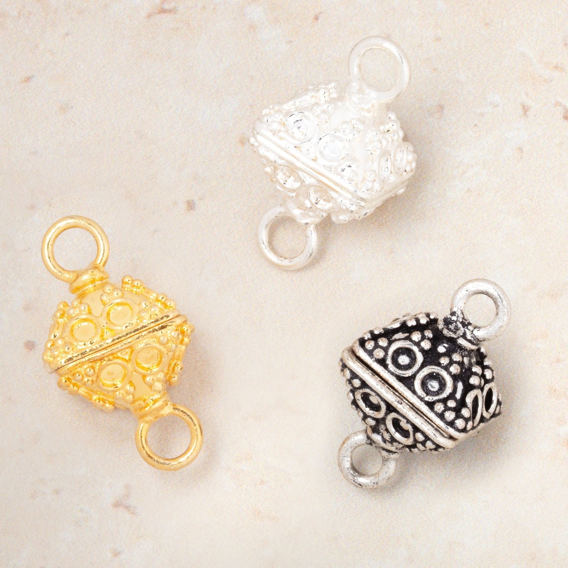 Premium 14mm Circular Design Bipyramid Magnetic Clasp for Jewelry Making - 1 Piece - AtlantaFindingsCompany